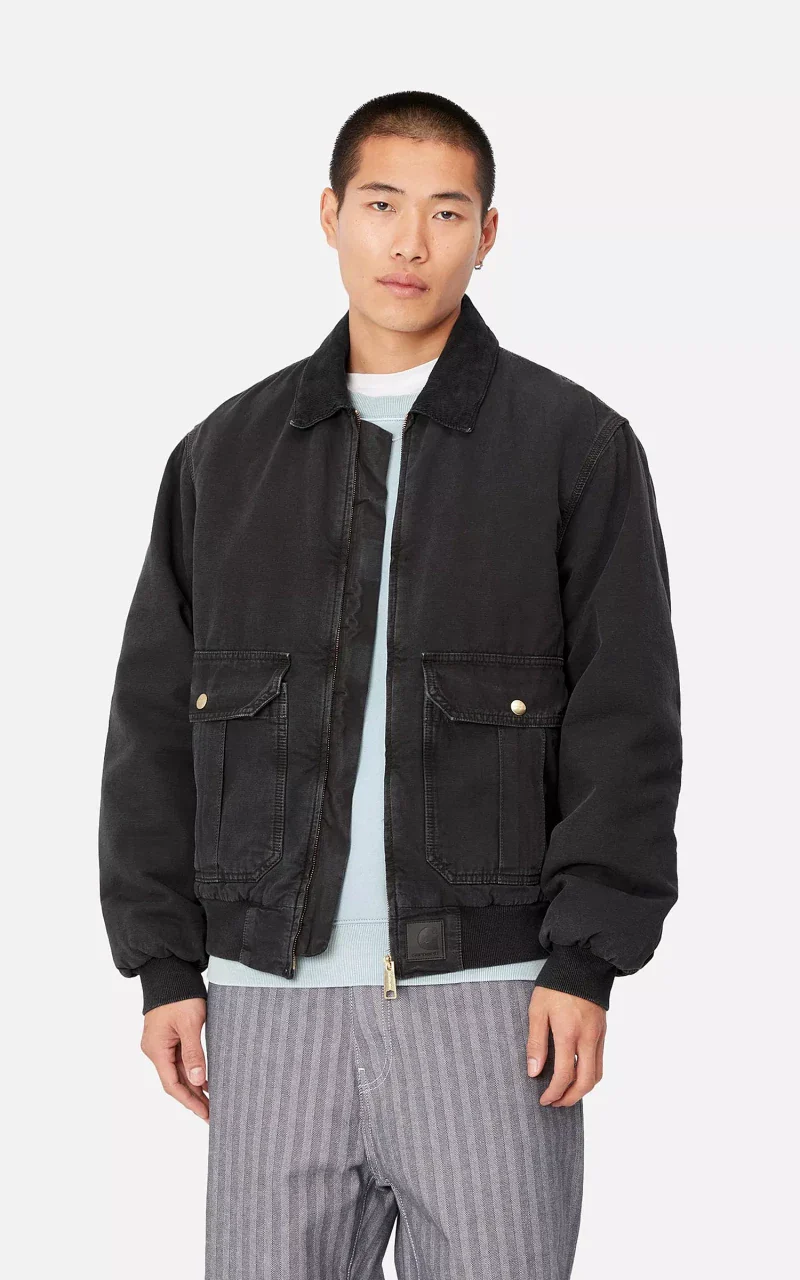 Carhartt WIP Stanton Jacket Hubbard Canvas Black/Black - Image 4