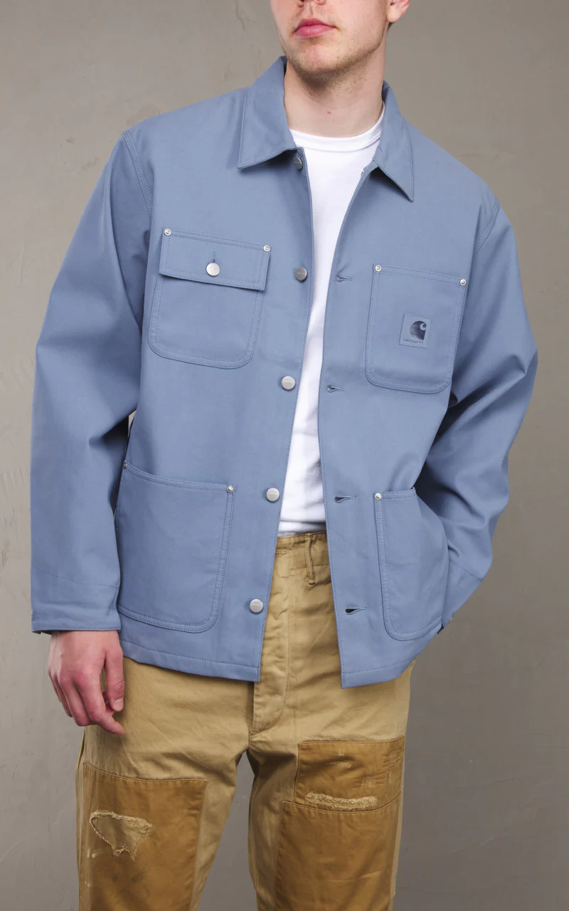 Carhartt WIP Suede Michigan Coat Artificial Suede Leather Dove Grey - Image 3