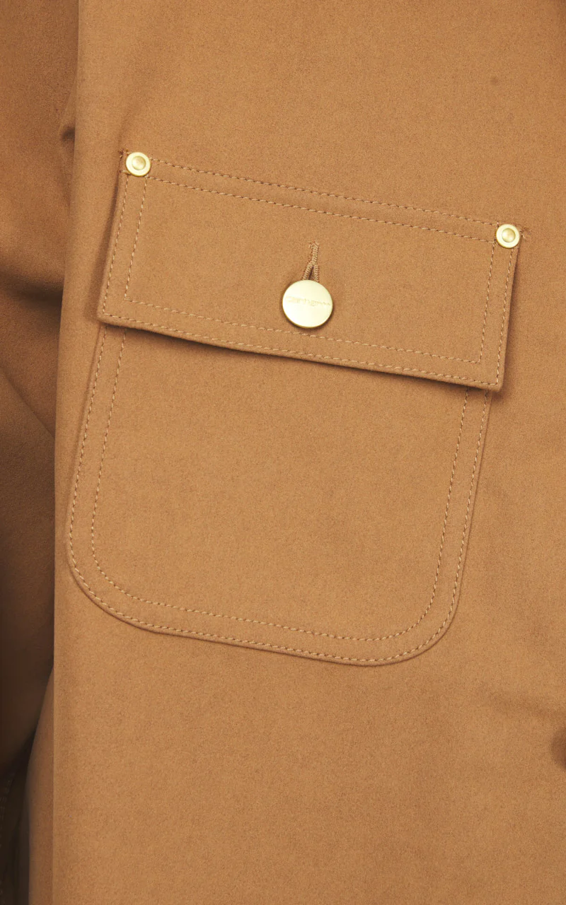 Carhartt WIP Suede Michigan Coat Artificial Suede Leather Hamilton Brown - Image 4