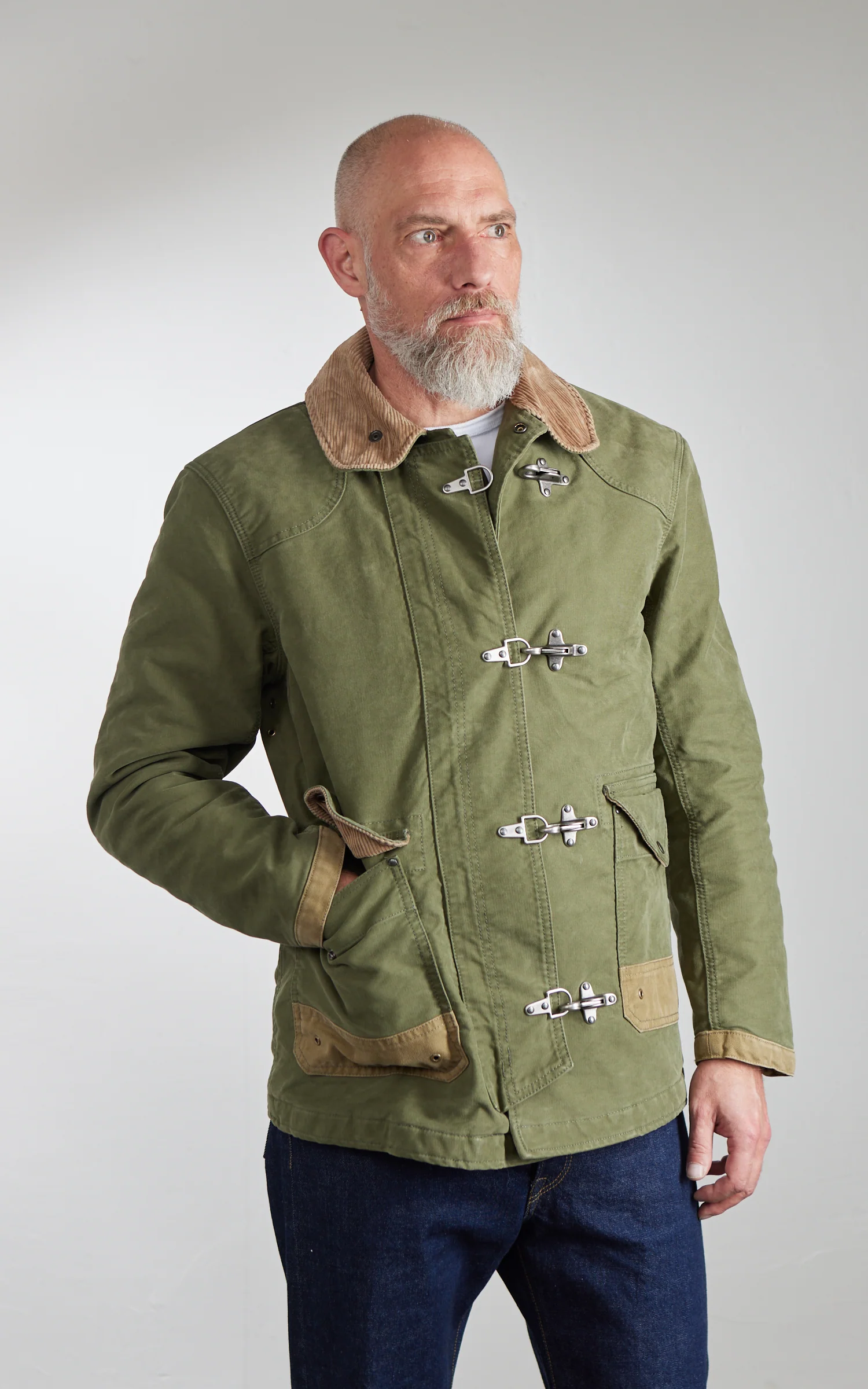 Chesapeake's Jungle Cloth Bedford Fireman Jacket Military Green - Image 4