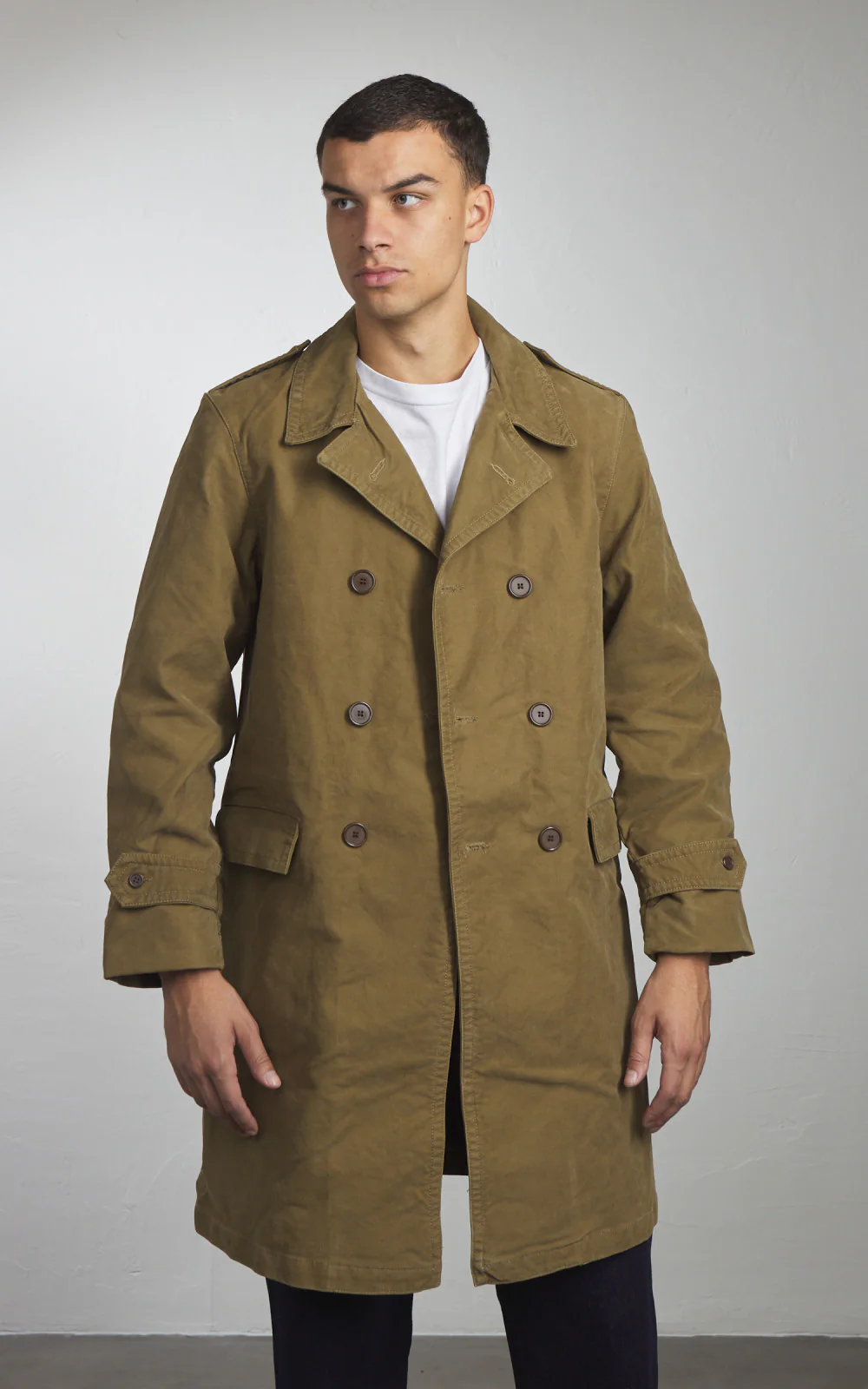 Chesapeake's Jungle Cloth Naval Officer Trench Coat Khaki Green - Image 2