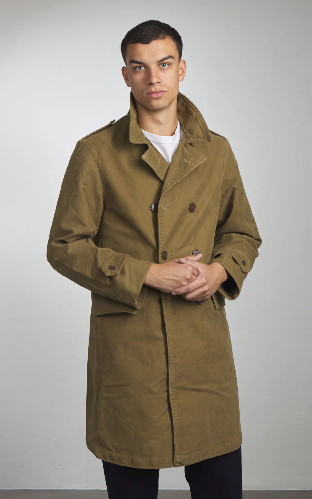 Chesapeake's Jungle Cloth Naval Officer Trench Coat Khaki Green - Image 6