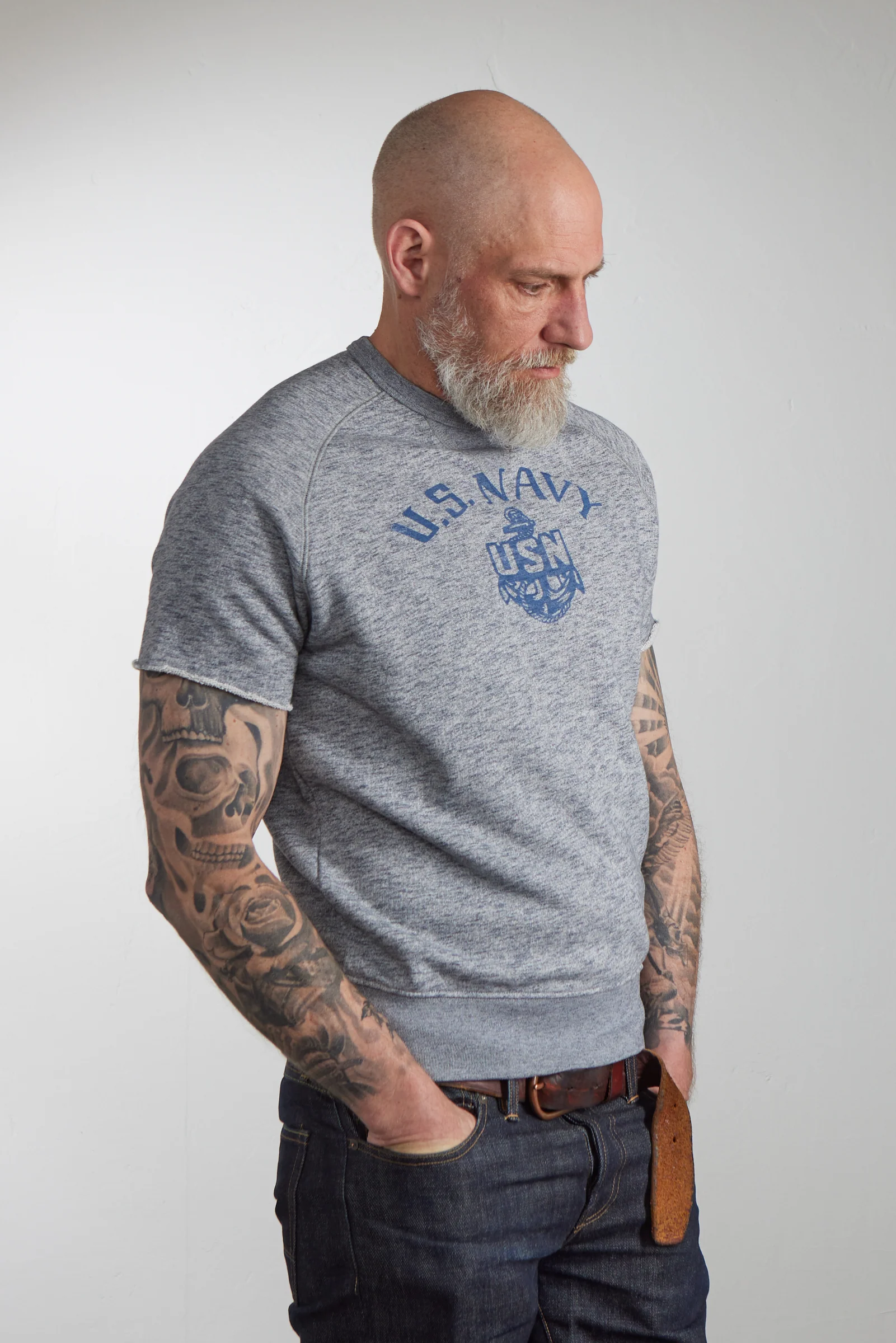 Chesapeake's Felpa S/S Sweatshirt US Navy Grey Melange - Image 4