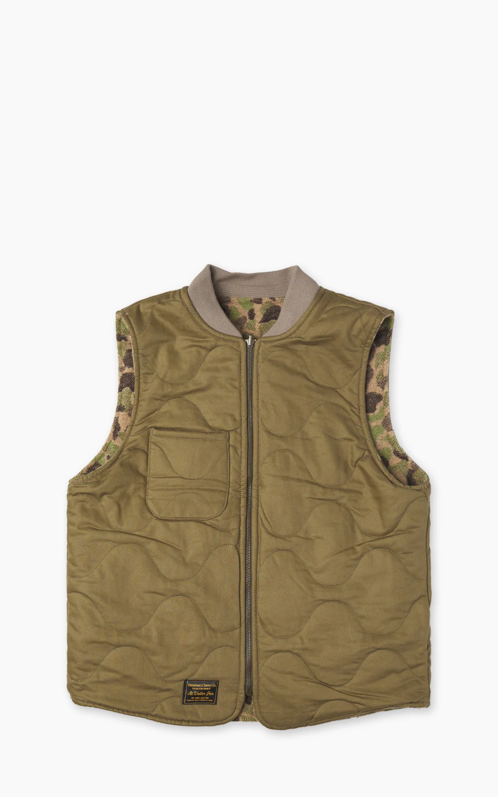 Chesapeake's Seawolf Frogskin Reversible Vest Khaki Green - Image 7