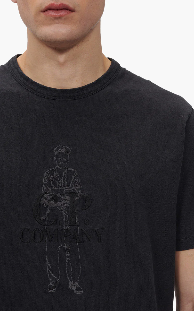 C.P. Company 1020 Jersey British Sailor T-Shirt Black - Image 4