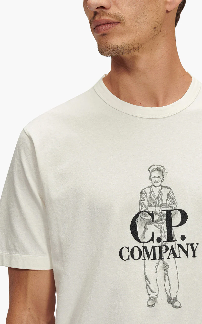 C.P. Company 1020 Jersey British Sailor T-Shirt Gauze White - Image 4