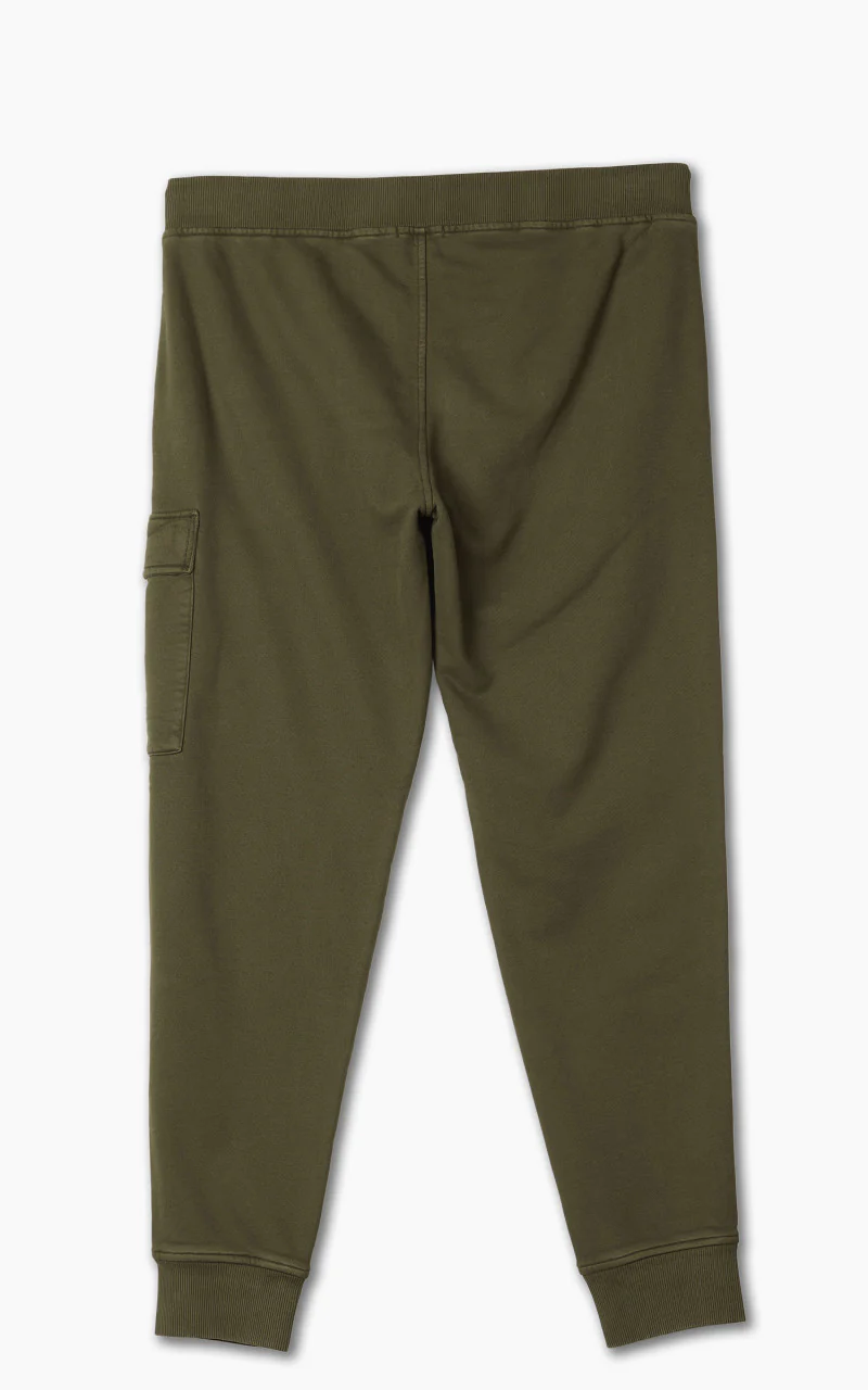C.P. Company Brushed & Emerized Diagonal Fleece Cargo Track Pants Ivy Green - Image 3