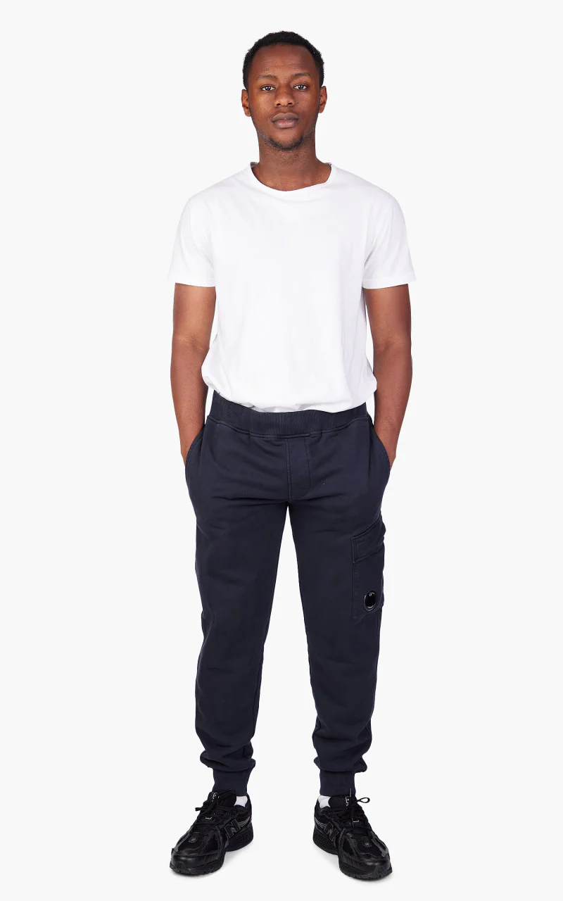 C.P. Company Brushed & Emerized Diagonal Fleece Cargo Track Pants Total Eclipse - Image 2