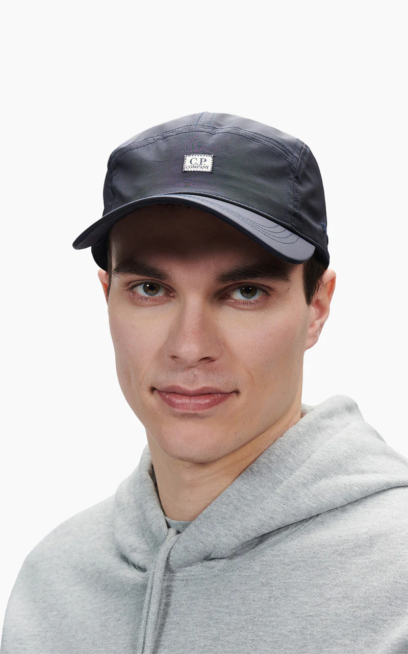 C.P. Company Chrome-R Panelled Logo Cap Total Eclipse - Image 2
