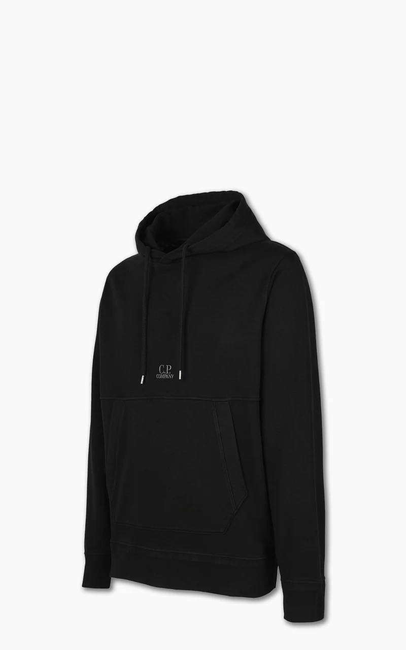 C.P. Company Cotton Fleece Logo Hoodie Black - Image 4