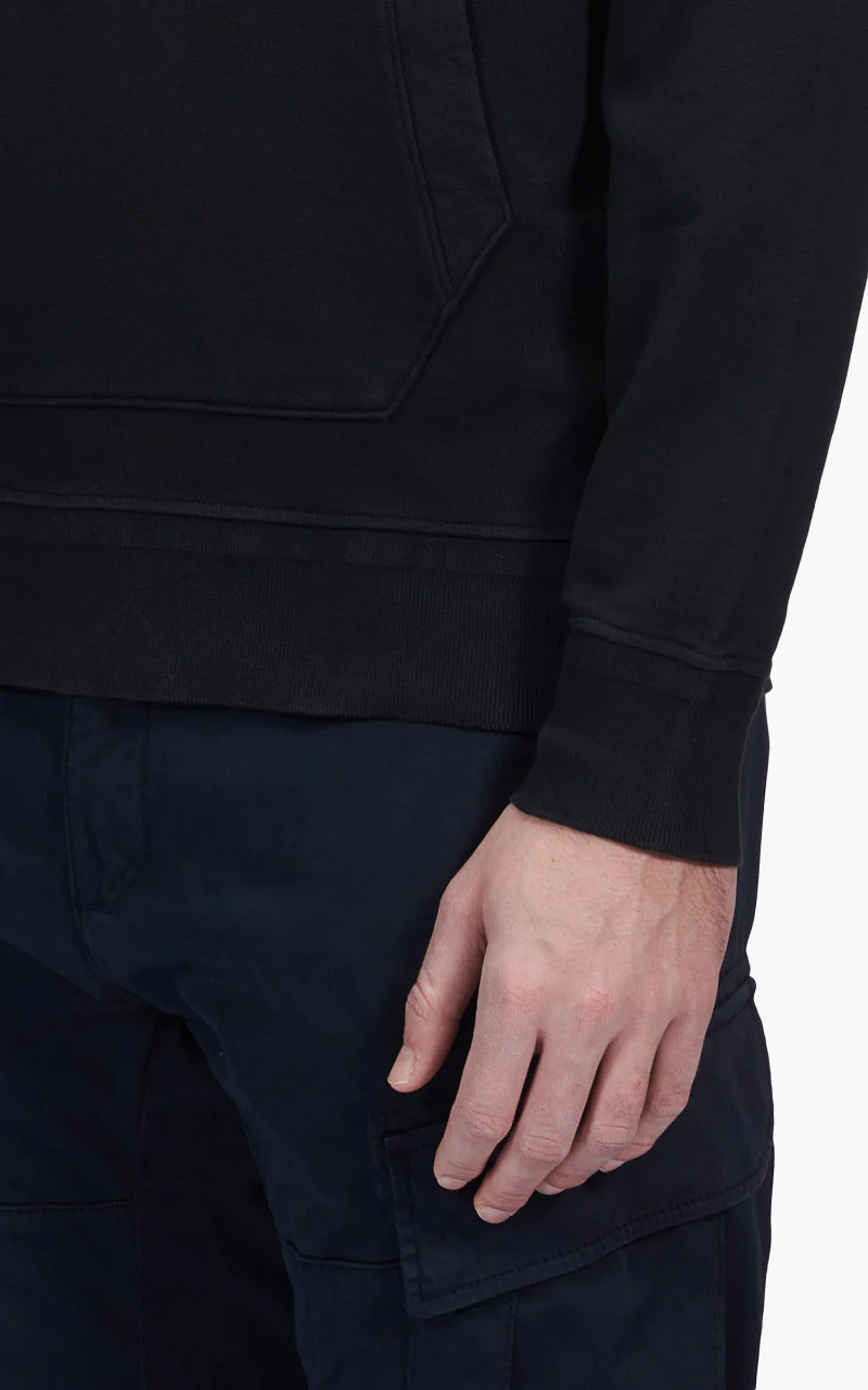 C.P. Company Cotton Fleece Logo Hoodie Black - Image 6