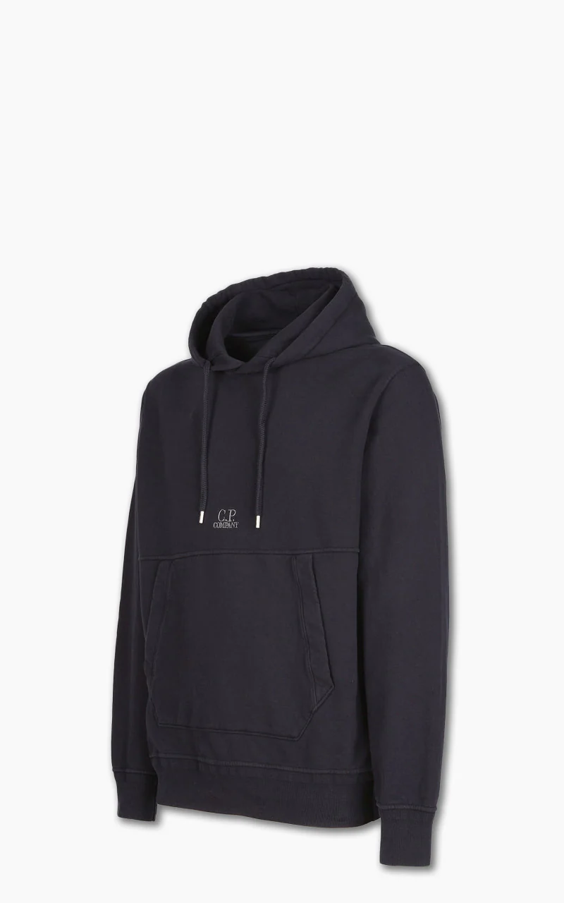 C.P. Company Cotton Fleece Logo Hoodie Total Eclipse - Image 4