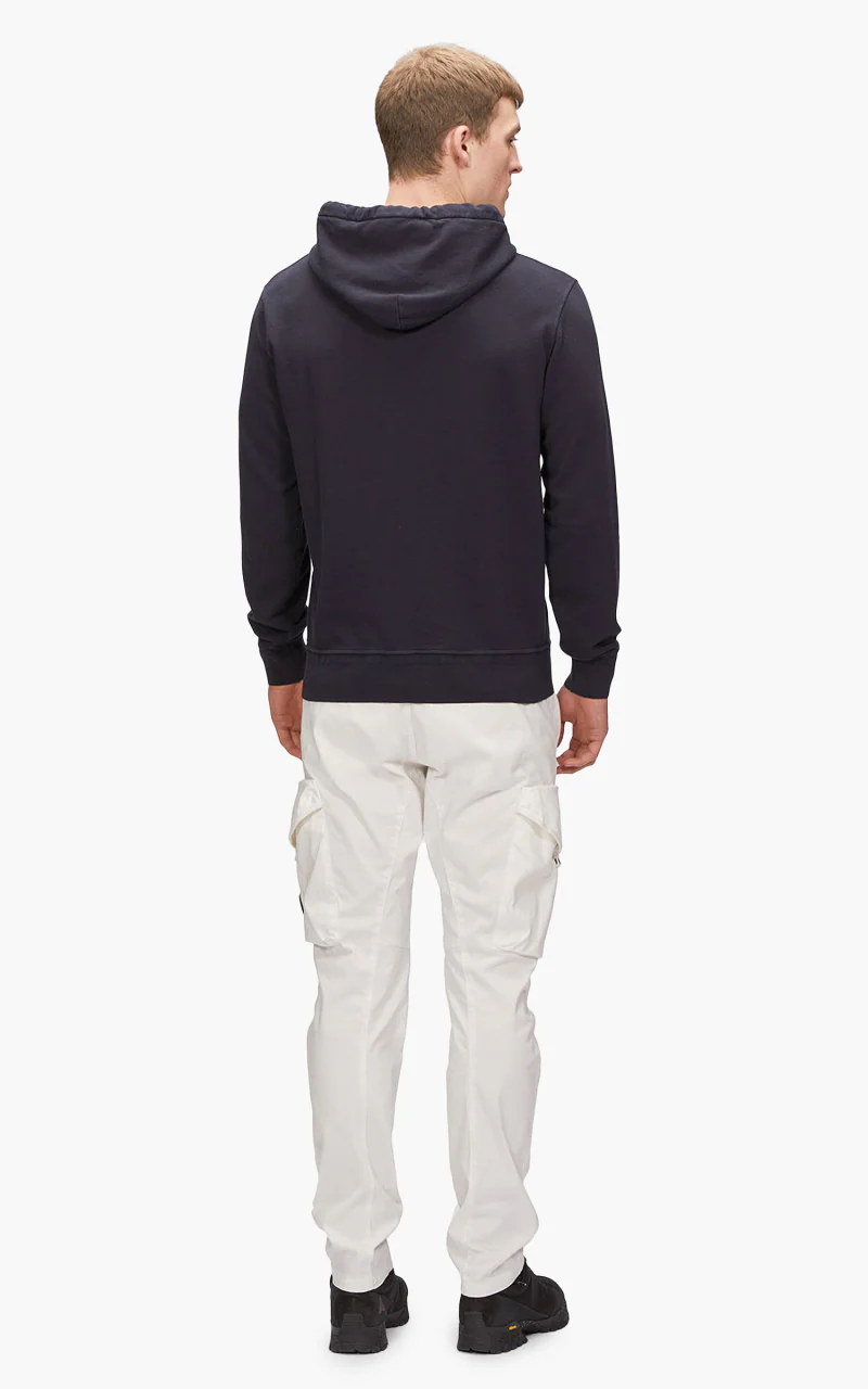 C.P. Company Cotton Fleece Logo Hoodie Total Eclipse - Image 7
