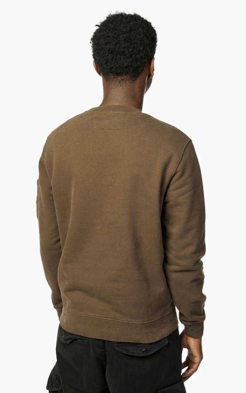 C.P. Company Diagonal Brushed & Emerized Diagonal Fleece Sweatshirt Ivy Green - Image 4