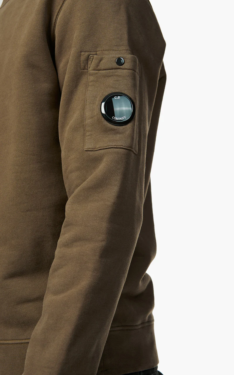 C.P. Company Diagonal Brushed & Emerized Diagonal Fleece Sweatshirt Ivy Green - Image 6