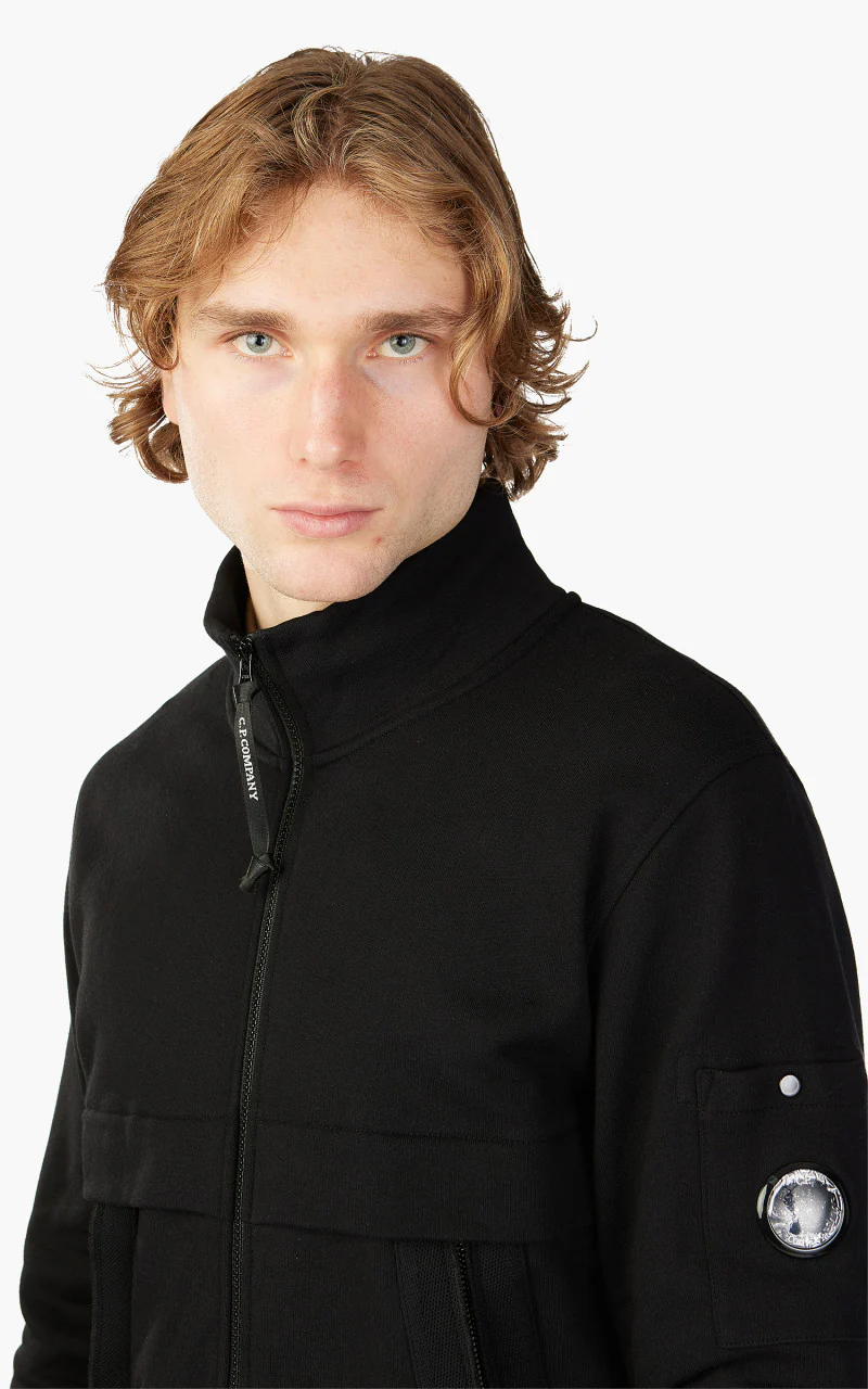 C.P. Company Diagonal Raised Fleece Full Zipped Sweatshirt Black - Image 5