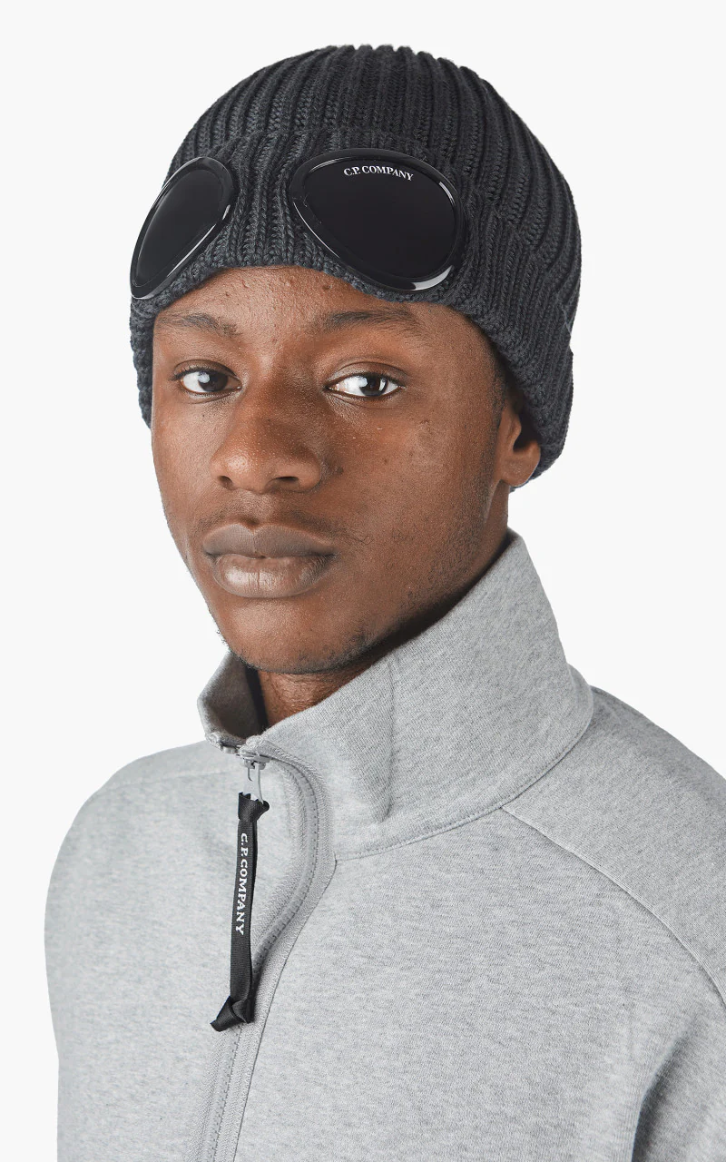 C.P. Company Diagonal Raised Fleece Half Zip Jumper Grey Melange - Image 6