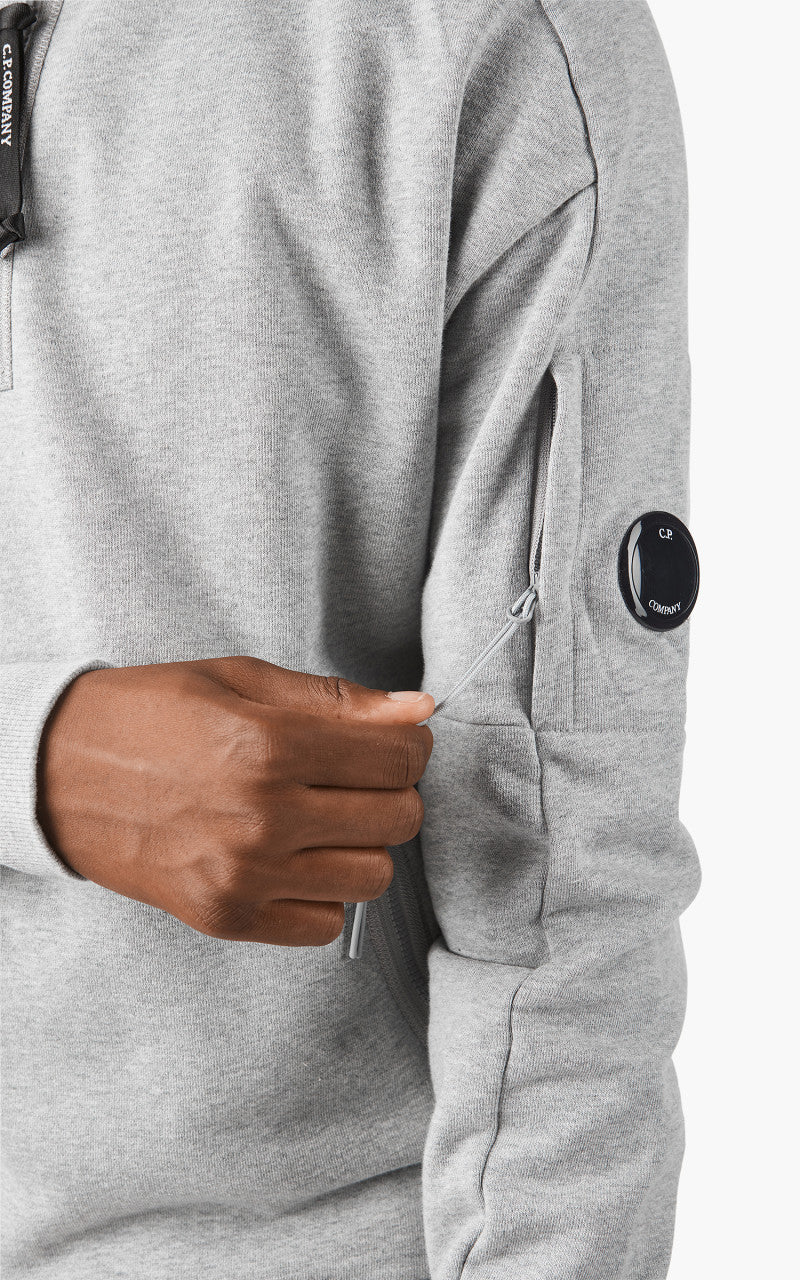 C.P. Company Diagonal Raised Fleece Half Zip Jumper Grey Melange - Image 9