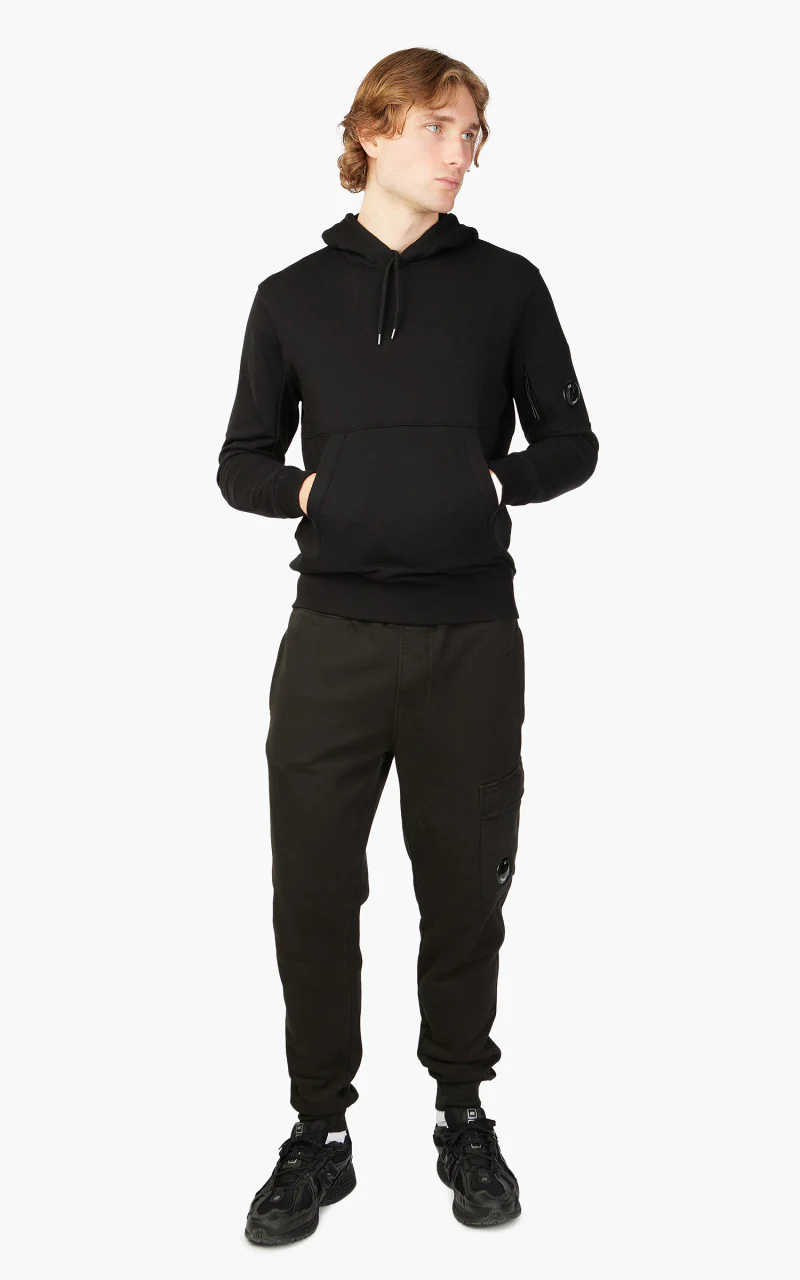 C.P. Company Diagonal Raised Fleece Hoodie Black - Image 2