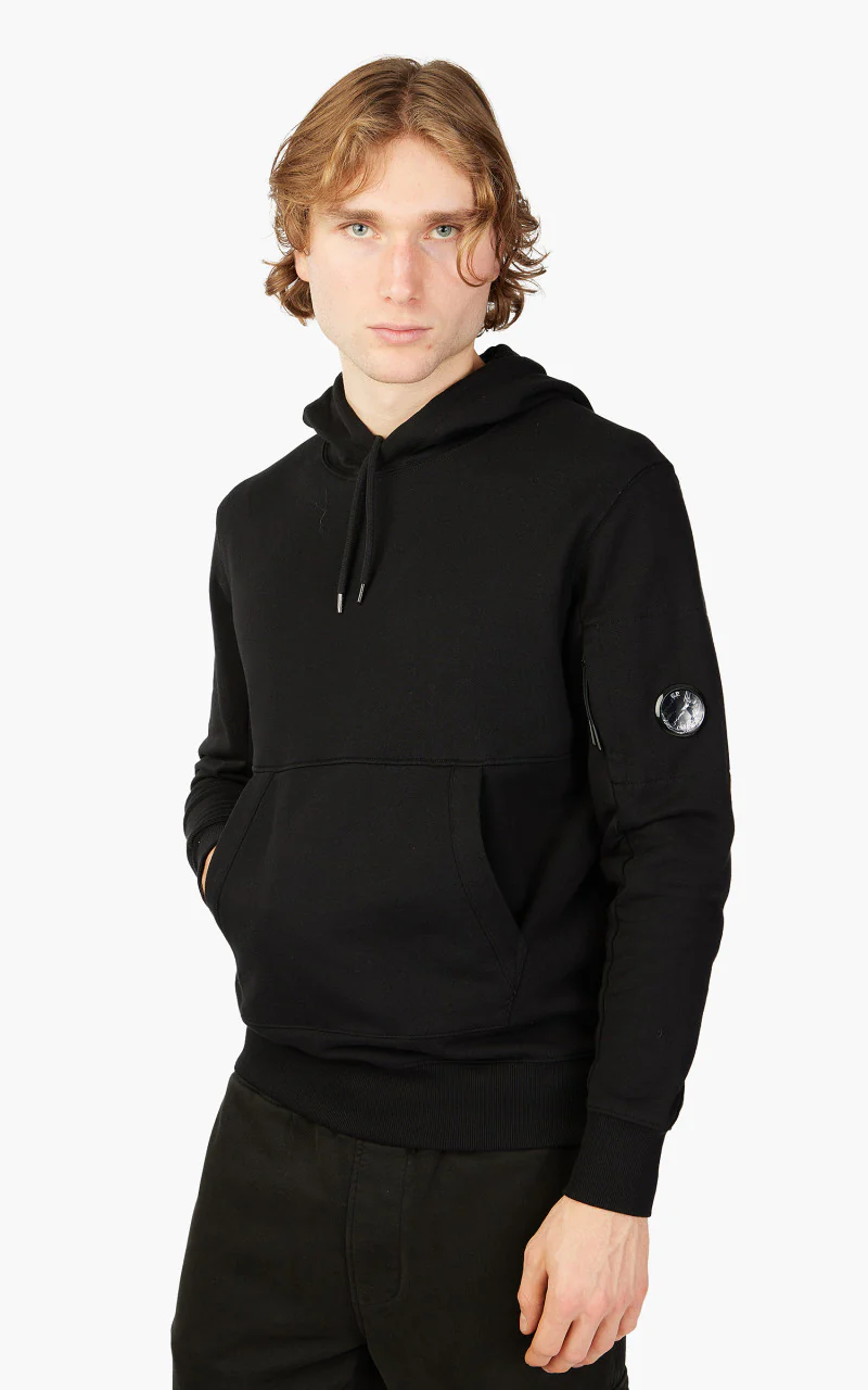 C.P. Company Diagonal Raised Fleece Hoodie Black - Image 4