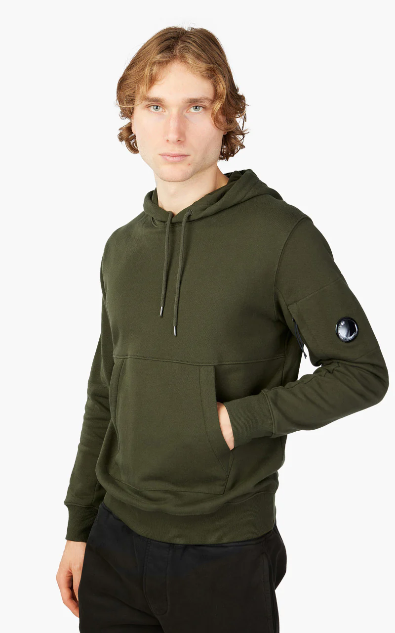 C.P. Company Diagonal Raised Fleece Hoodie Ivy Green - Image 4