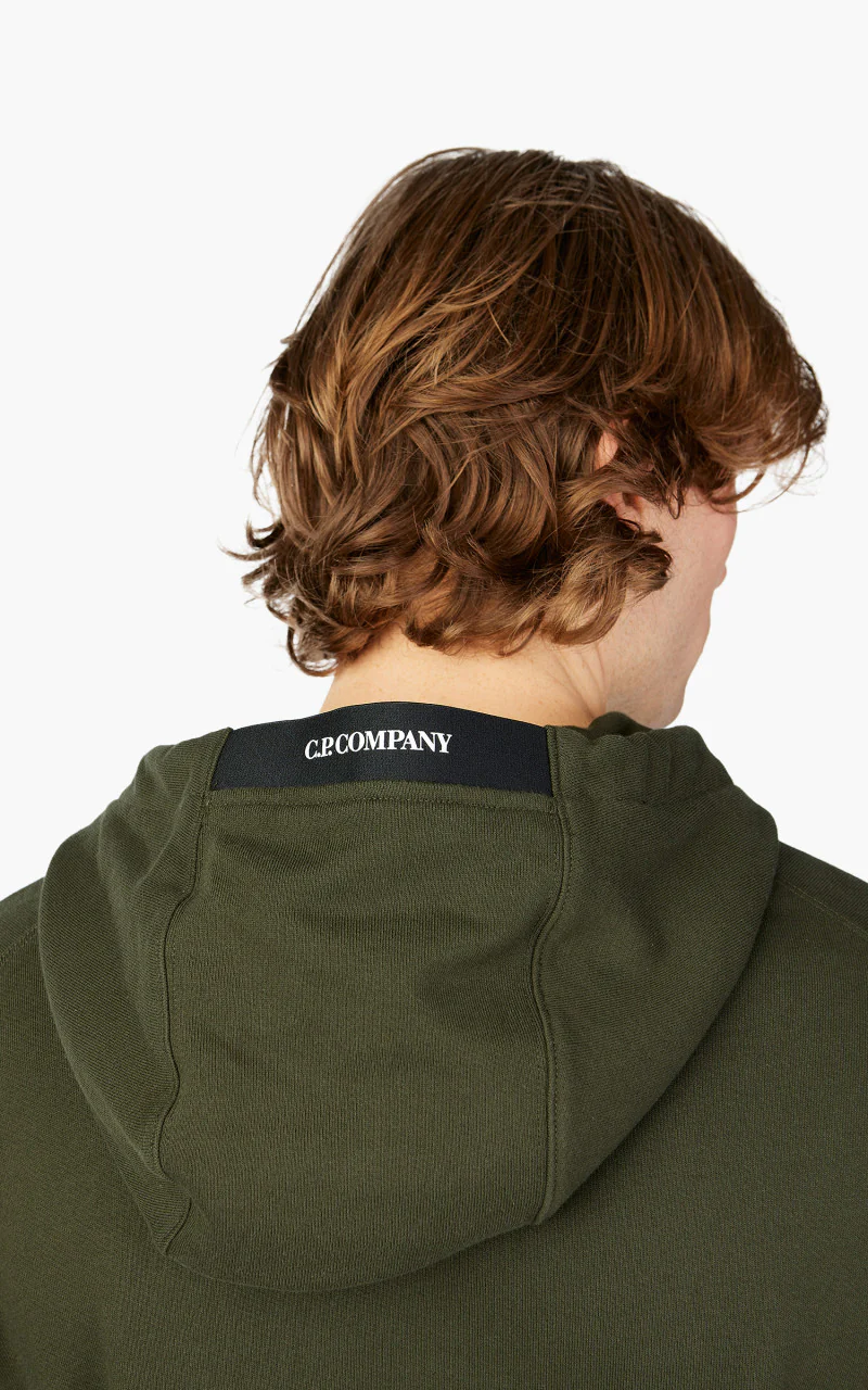 C.P. Company Diagonal Raised Fleece Hoodie Ivy Green - Image 7
