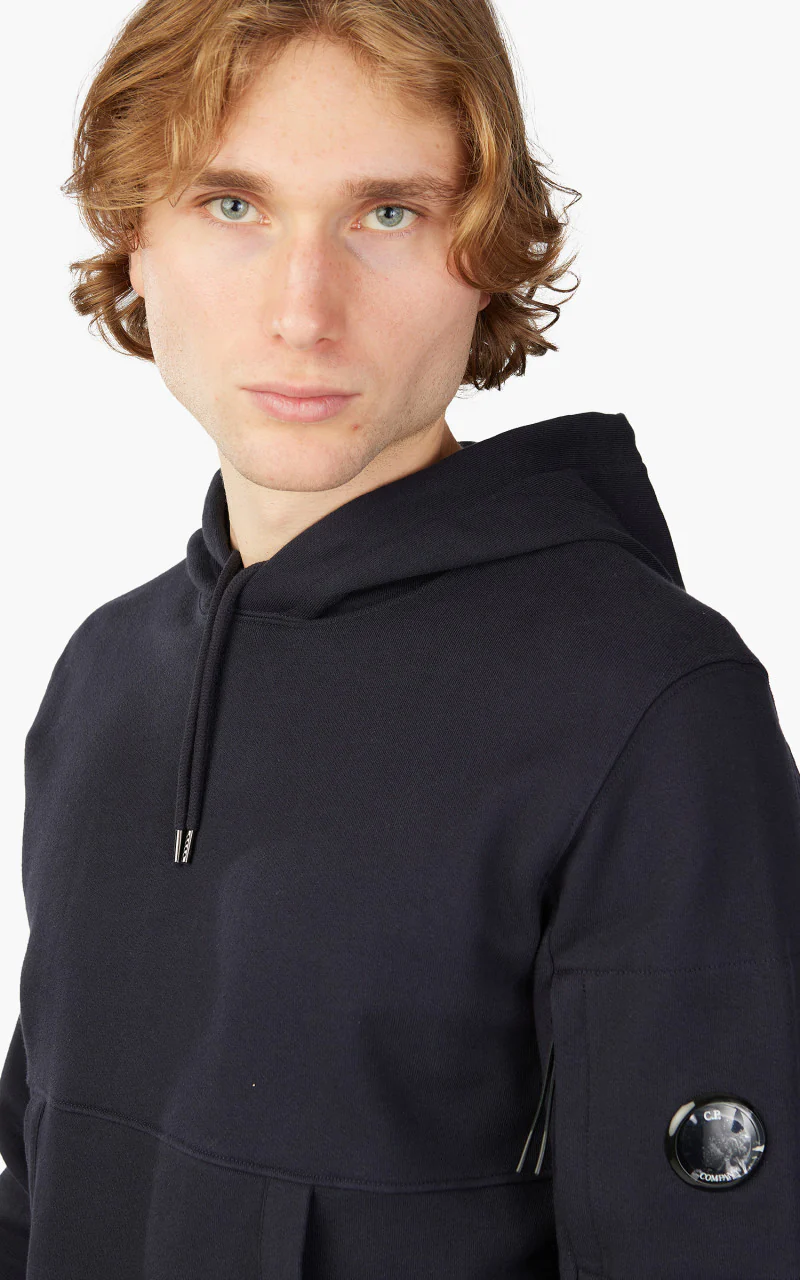 C.P. Company Diagonal Raised Fleece Hoodie Total Eclipse - Image 5
