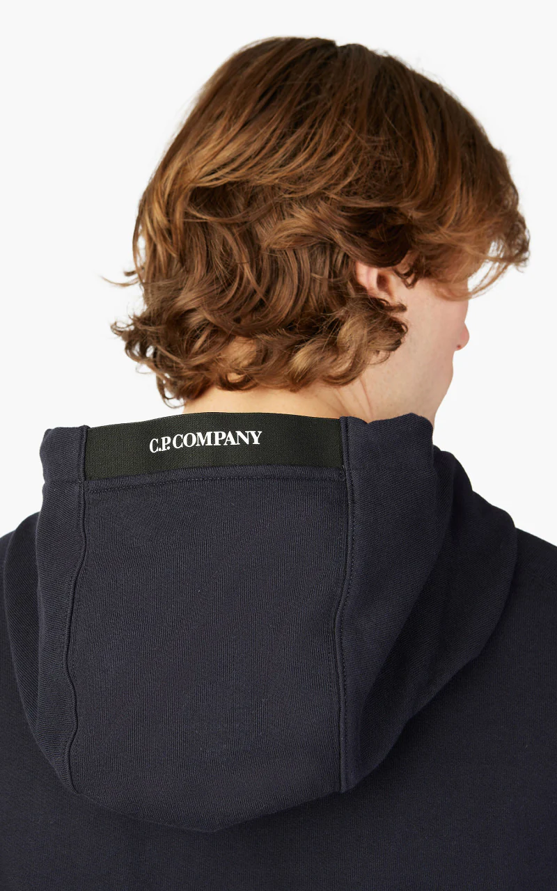 C.P. Company Diagonal Raised Fleece Hoodie Total Eclipse - Image 7