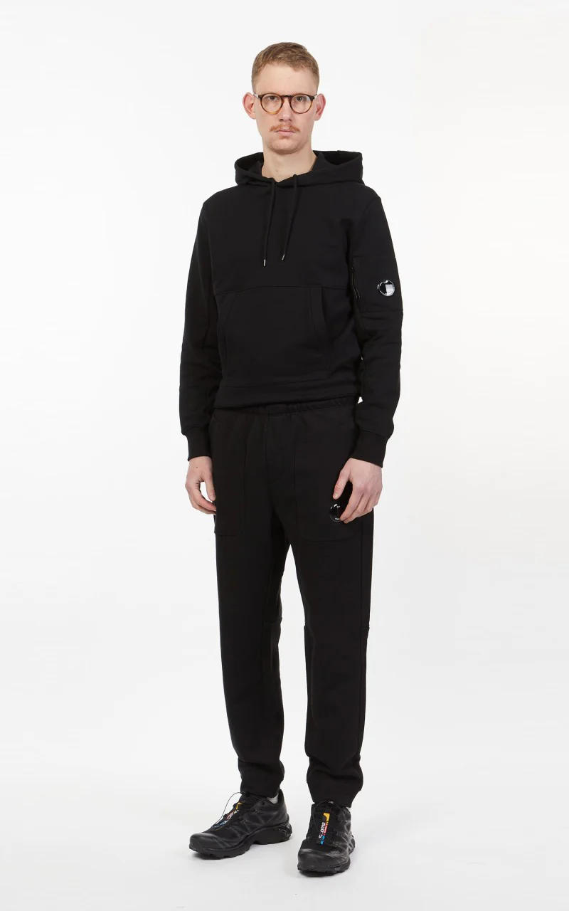 C.P. Company Diagonal Raised Fleece Mixed Sweat Pants Black - Image 3