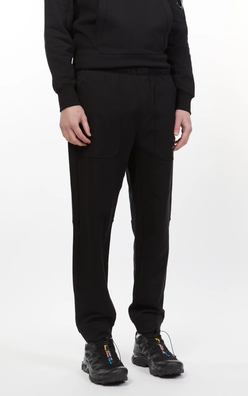 C.P. Company Diagonal Raised Fleece Mixed Sweat Pants Black - Image 5