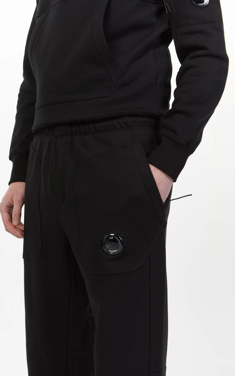 C.P. Company Diagonal Raised Fleece Mixed Sweat Pants Black - Image 7