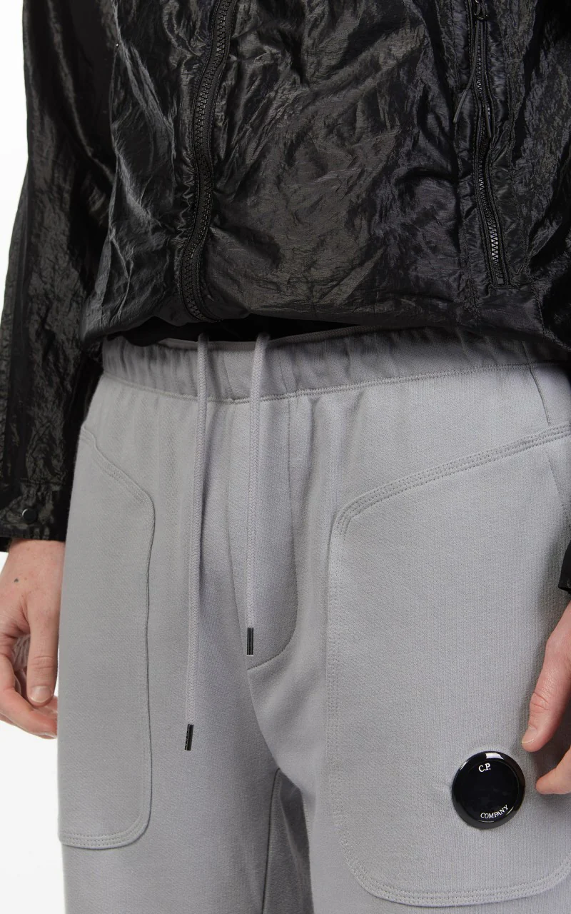 C.P. Company Diagonal Raised Fleece Mixed Sweat Pants Griffin Grey - Image 7