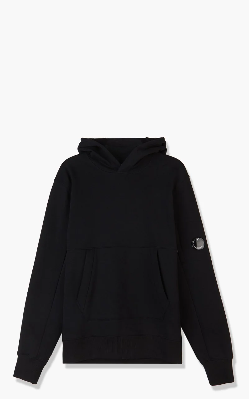 C.P. Company Diagonal Raised Fleece Pullover Hoodie Black - Image 7