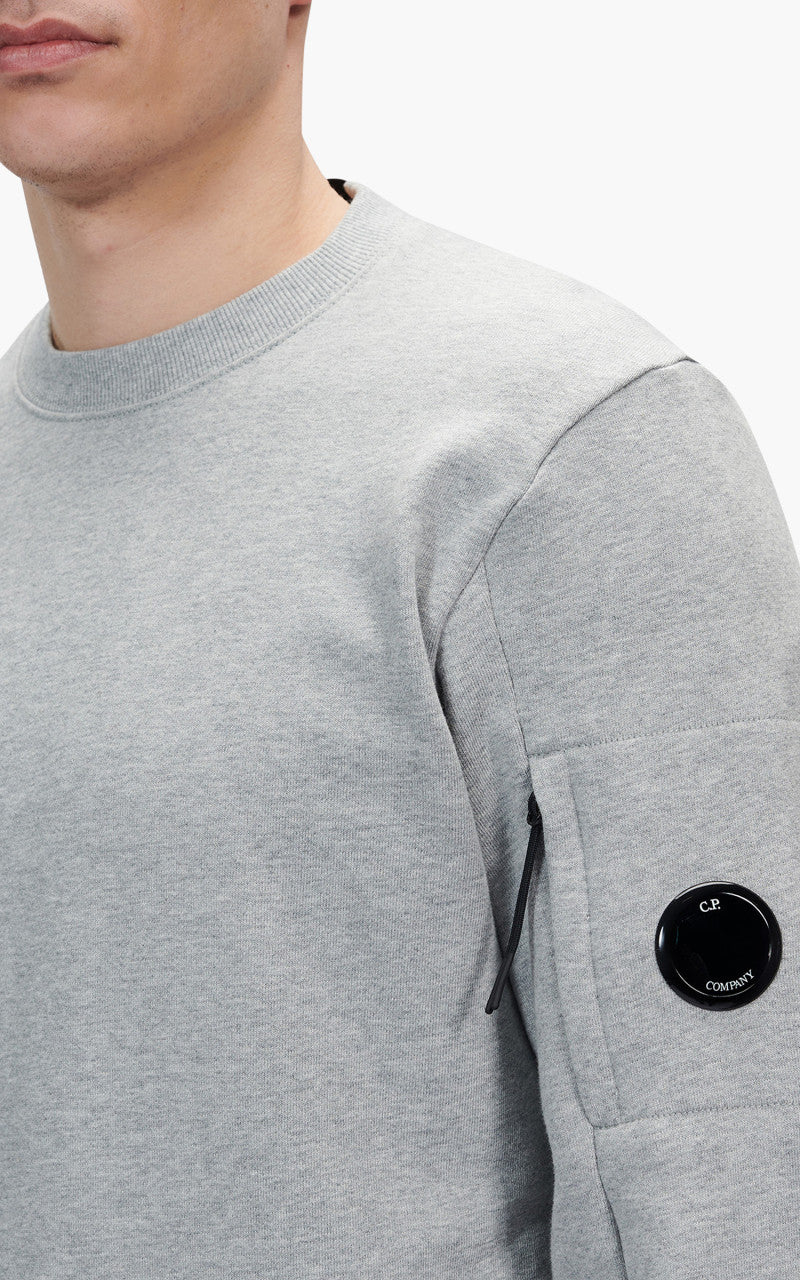 C.P. Company Diagonal Raised Fleece Sweatshirt Grey Melange - Image 3