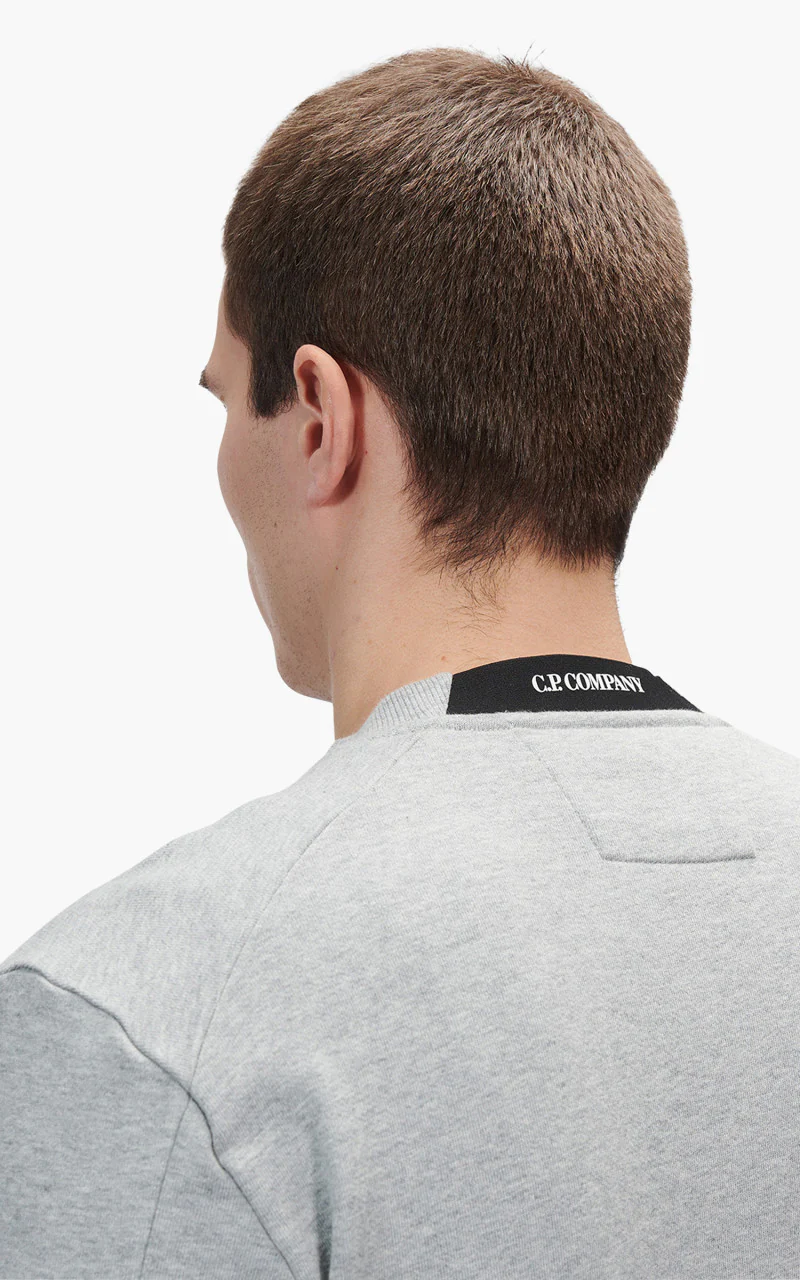 C.P. Company Diagonal Raised Fleece Sweatshirt Grey Melange - Image 4