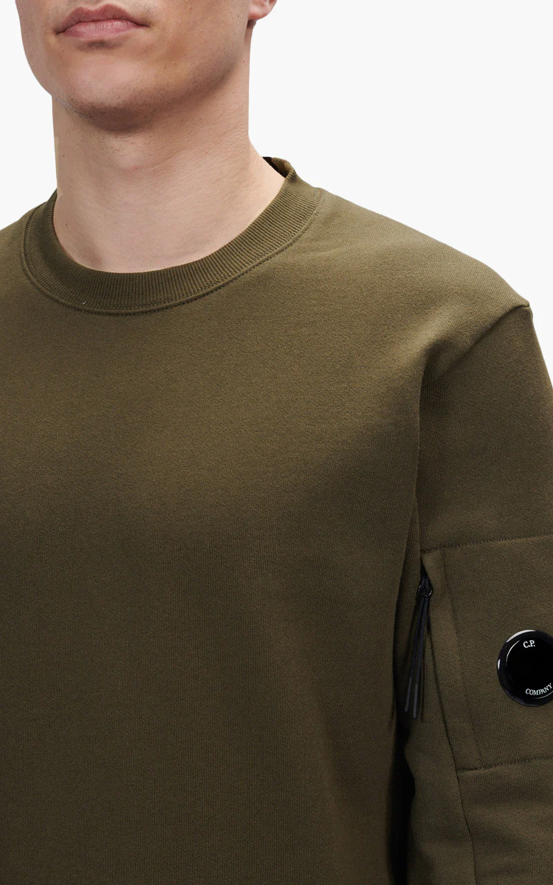 C.P. Company Diagonal Raised Fleece Sweatshirt Ivy Green - Image 3