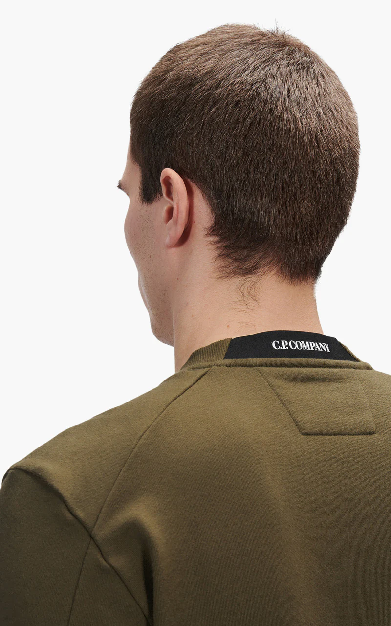 C.P. Company Diagonal Raised Fleece Sweatshirt Ivy Green - Image 4