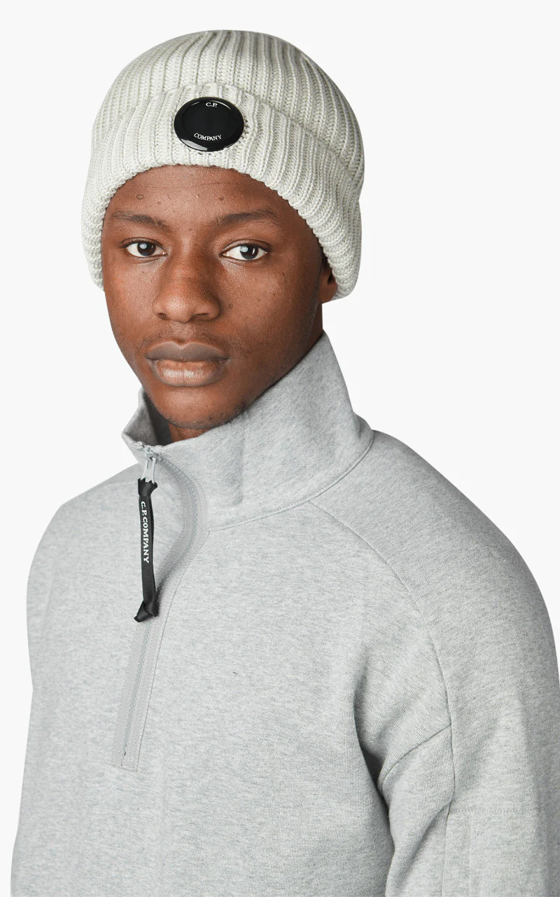 C.P. Company Extra Fine Merino Wool Beanie Pelican - Image 2