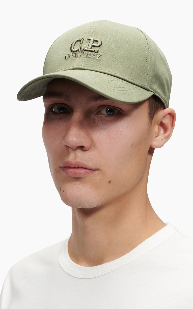 C.P. Company Gabardine Logo Cap Bronze Green - Image 2