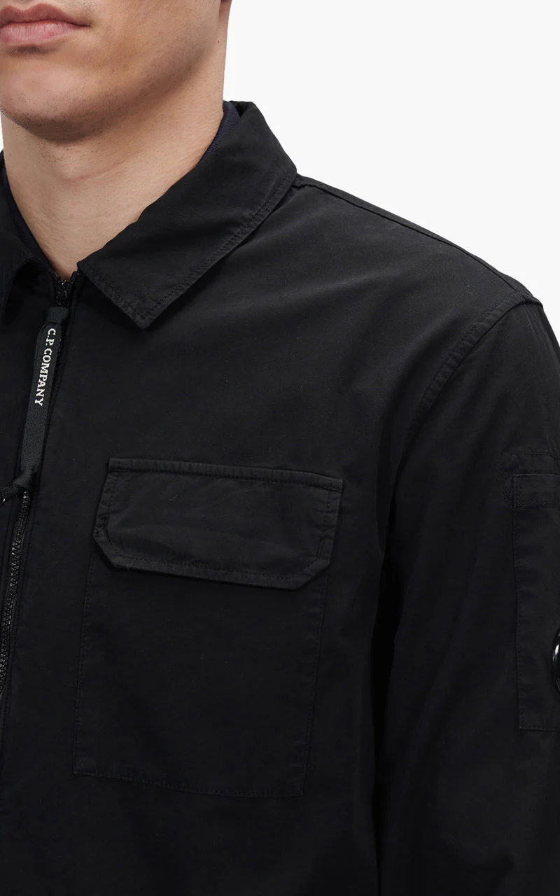 C.P. Company Gabardine Zipped Shirt Black - Image 3