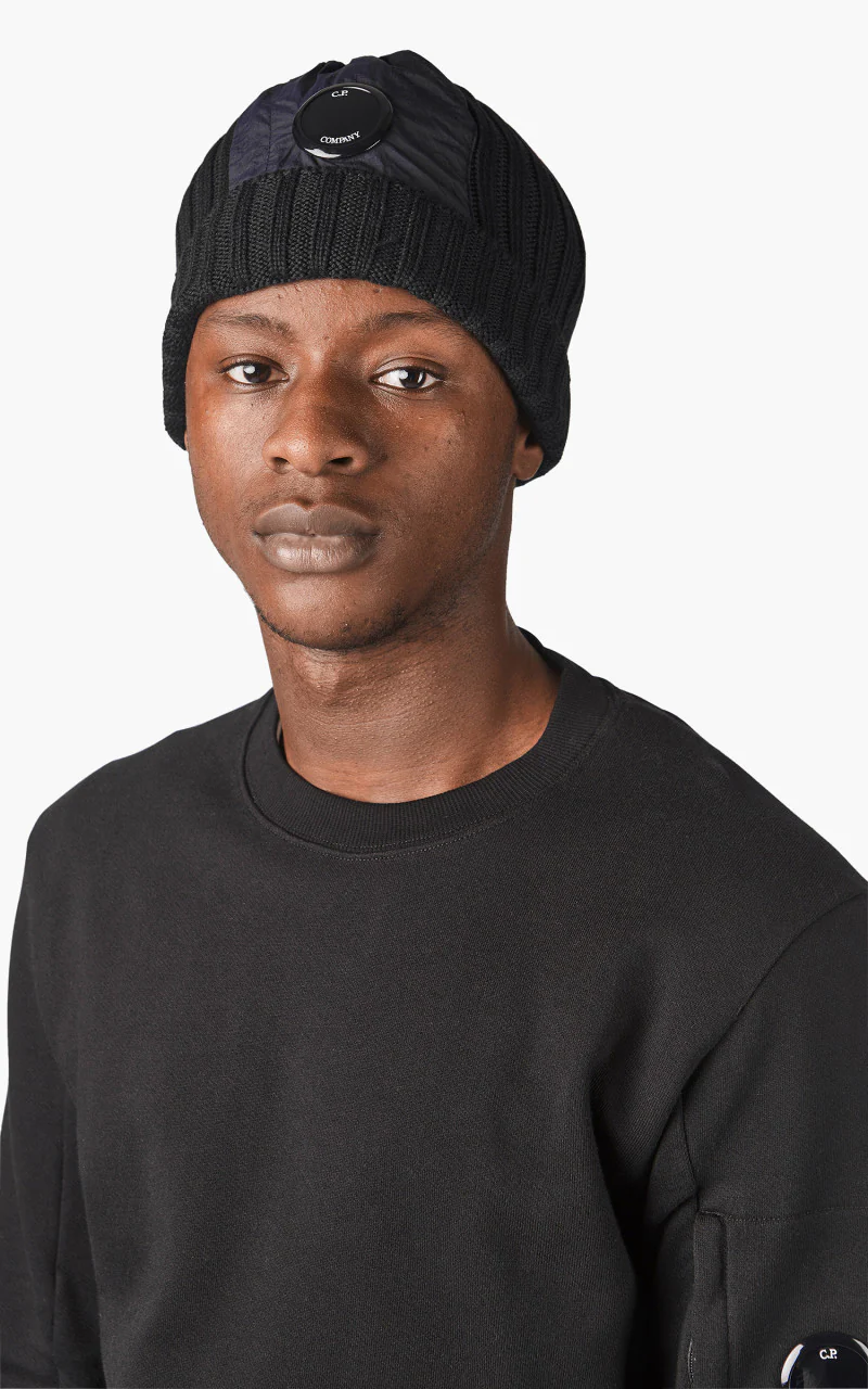 C.P. Company Knit Cap Extra Fine Merino Wool Total Eclipse - Image 2