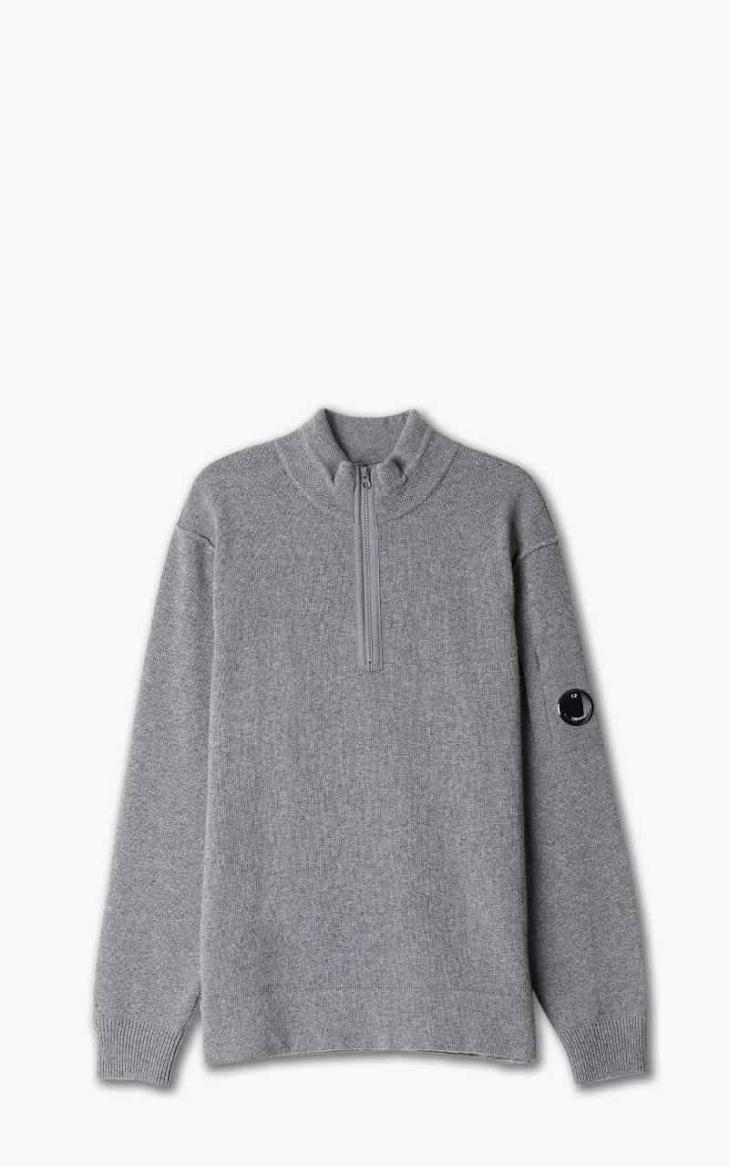 C.P. Company Knitwear Polo Collar Lambswool Tarmac Grey