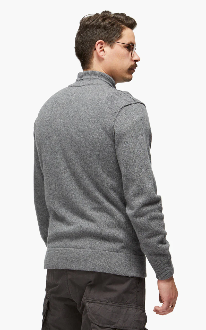 C.P. Company Knitwear Polo Collar Lambswool Tarmac Grey - Image 6