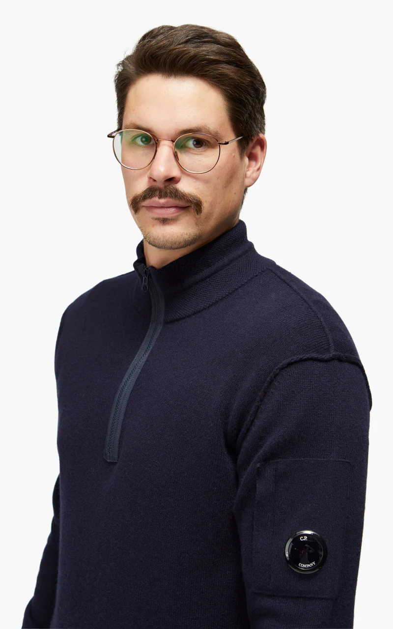 C.P. Company Knitwear Polo Collar Lambswool Total Eclipse - Image 3