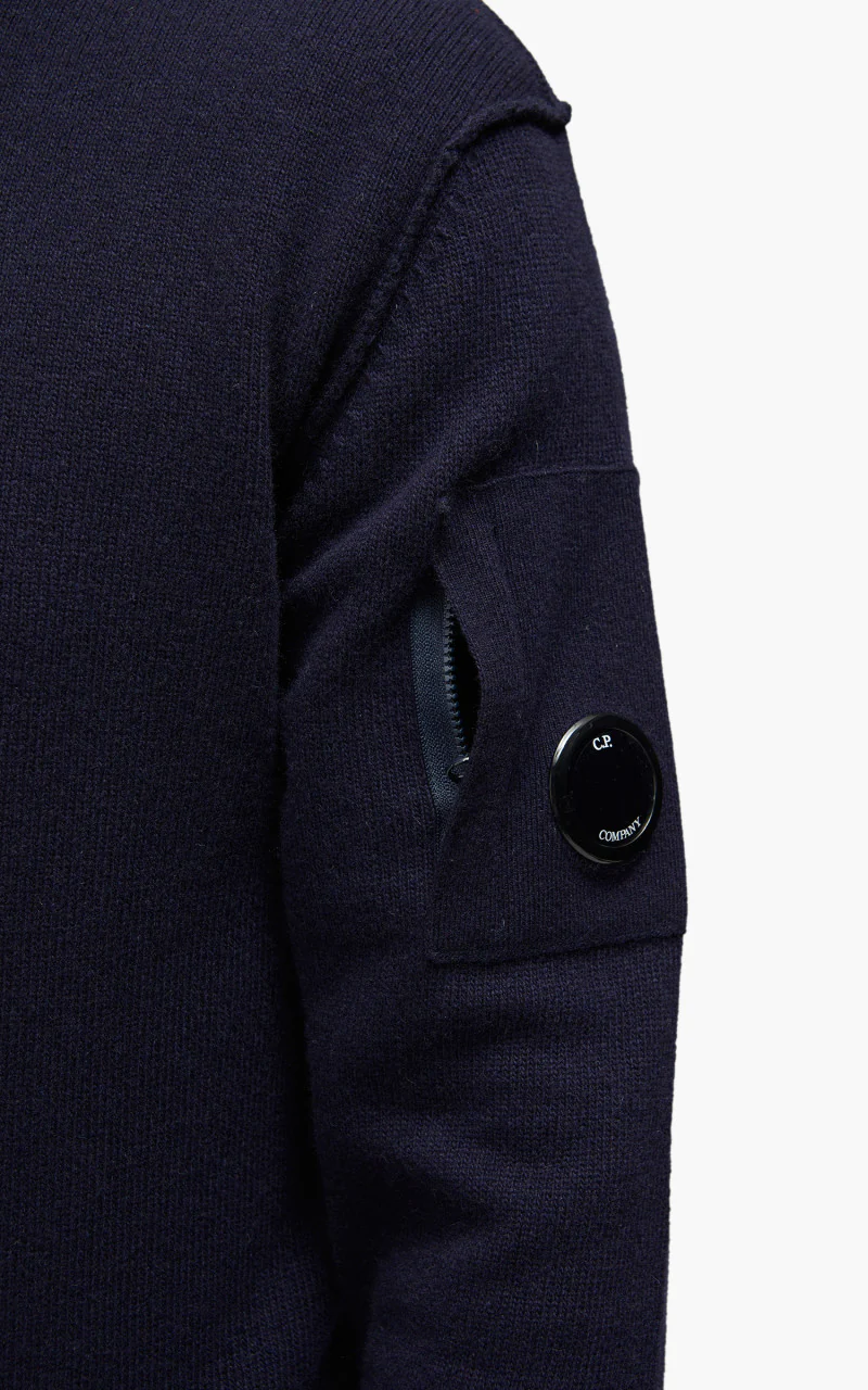 C.P. Company Knitwear Polo Collar Lambswool Total Eclipse - Image 4