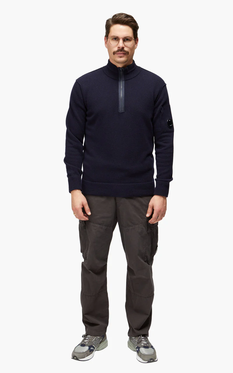 C.P. Company Knitwear Polo Collar Lambswool Total Eclipse - Image 6