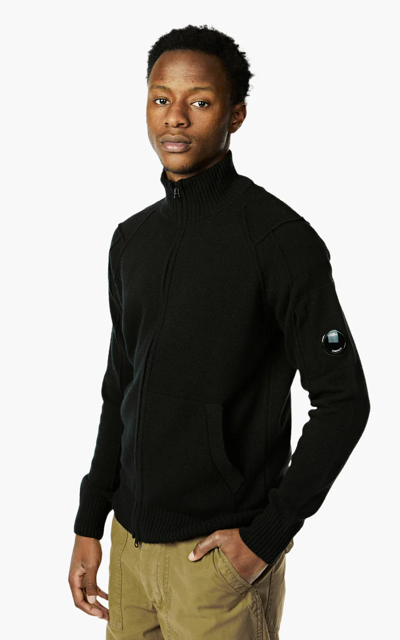 C.P. Company Lambswool Zip Jumper Black - Image 6