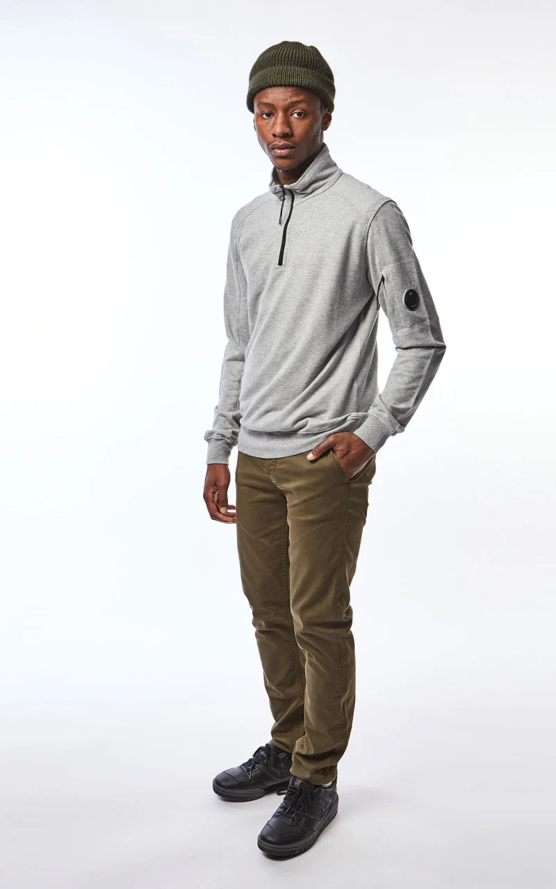 C.P. Company Light Fleece Half Zipped Sweatshirt Grey - Image 3
