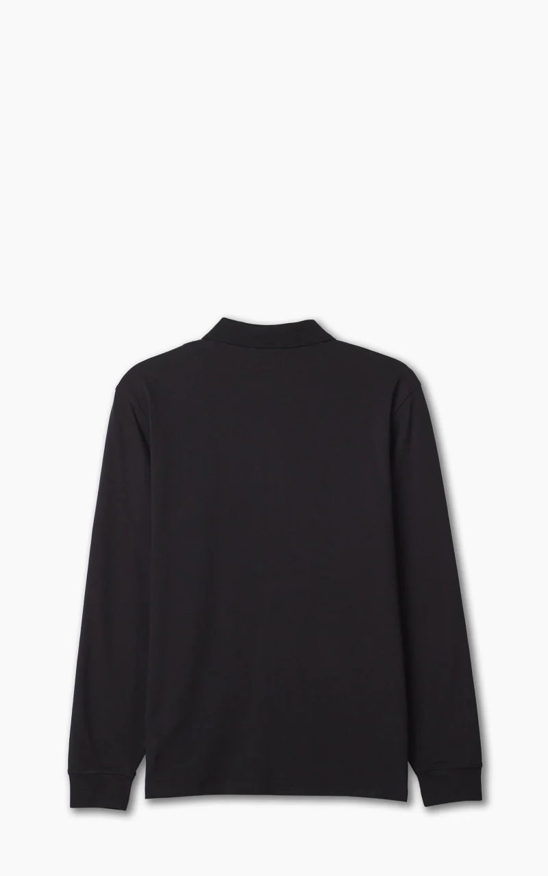 C.P. Company Stretch Piquet Long Sleeved Polo Shirt Black - Image 3
