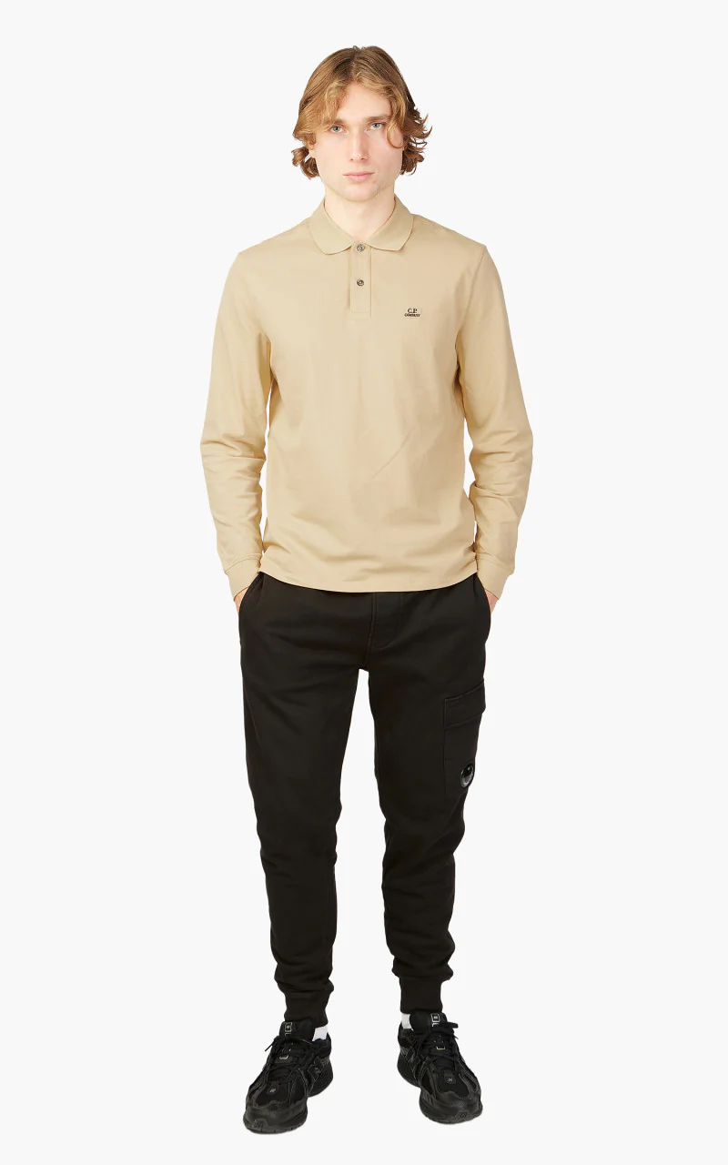 C.P. Company Stretch Piquet Long Sleeved Polo Shirt Mojade - Image 2